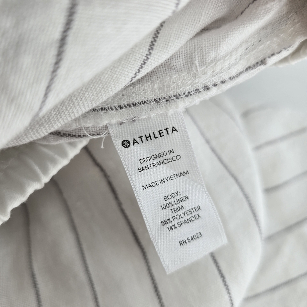 Athleta Stripe Bali Linen Crop sea side silver grey size 6 - Picture 5 of 7